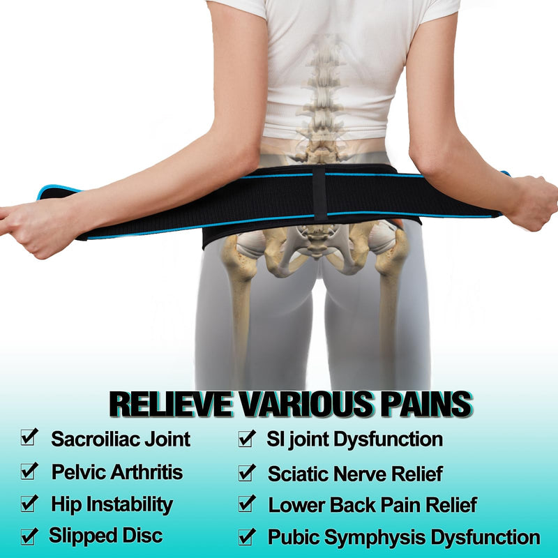 Sacroiliac SI Joint Hip Belt,Lower Back Support Brace for Men and Women,Pregnant Pelvic Trochanter Support Belt,Sciatica Pelvis Lumbar Hip Pain Relief(Black, Large) Black