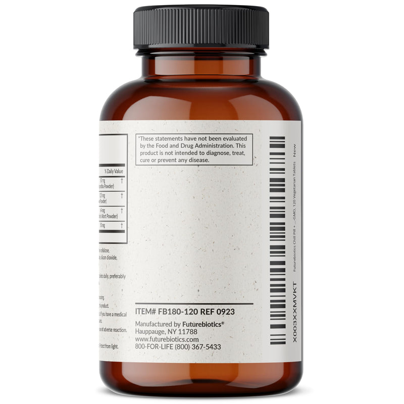 [Australia] - Futurebiotics Chill Pill + Ashwagandha, Rhodiola, St. John’s Wort, & L-Theanine 2000 MG per Serving - Non-GMO, 120 Vegetarian Tablets 120 Count (Pack of 1) 