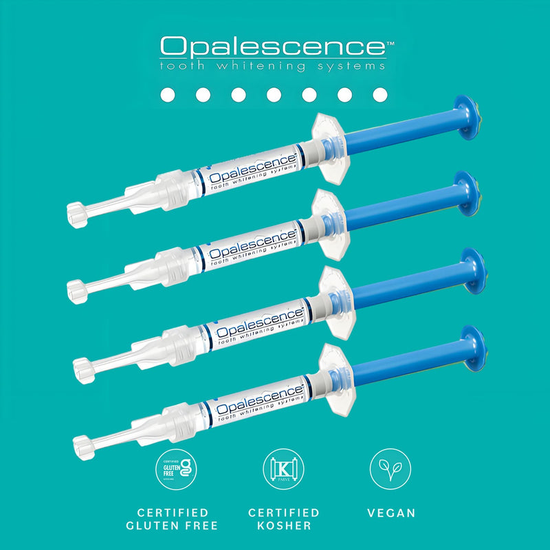 Opalescence 20% Teeth Whitening Gel Refill Syringes, with PF (4ct) 5402-2 | 20% Carbamide Peroxide with Potassium Fluoride Mint Whitening Gel for Custom Trays. Low-Sensitivity Formula. Made in the USA