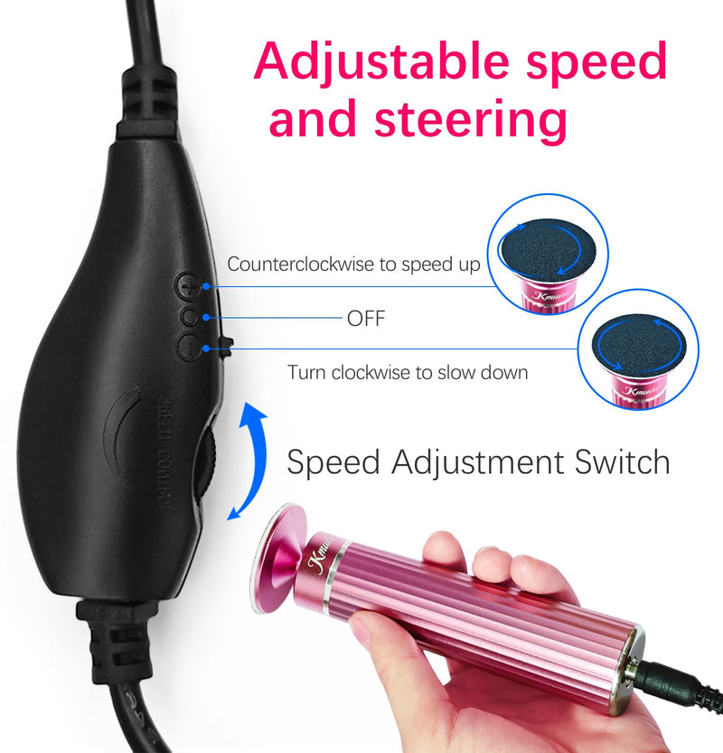 [Australia] - 5.3'' Electric Foot Callus Remover with 80pcs Sandpaper Discs & Brush, Professional Aluminum Ergonomic Pedicure Tool, Stepless Speed & Reverse Control for Dead Skin Removal (Pink) Pink 