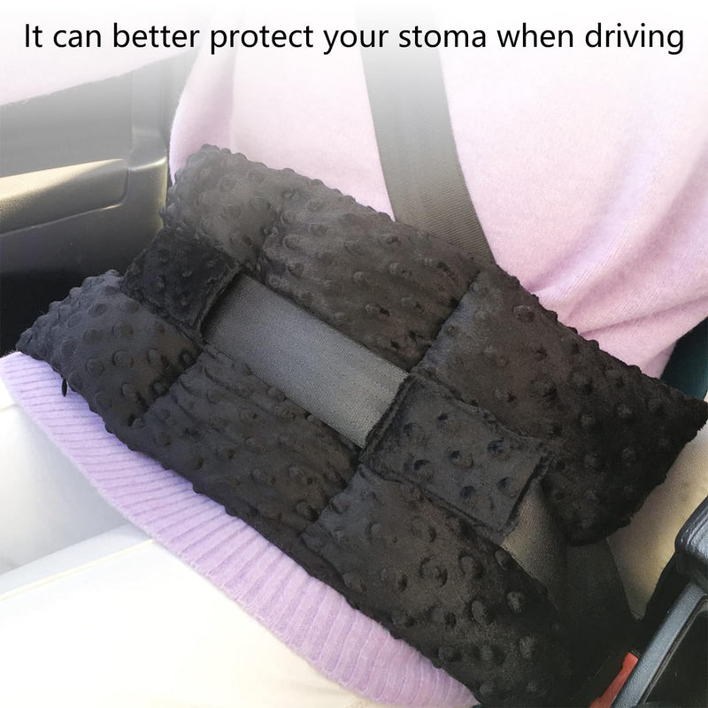 [Australia] - Ostomy Seatbelt Pillow Ostomy Supplies Seat Belt Protector for Stoma Guard Colostomy Bag Cover Supplies Ileostomy Urostomy Support Riding Cushion Minky Dot Black 1pcs Black 