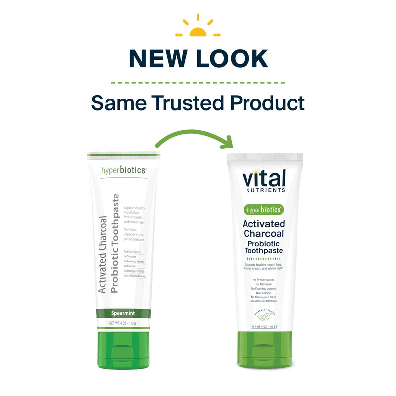 [Australia] - Vital Nutrients Hyperbiotics Activated Charcoal Probiotic Toothpaste | Fluoride Free Toothpaste with Oral Probiotics | Supports Healthy Mouth Flora, Fresher Breath, Teeth Whitening* | Vegan | 4 oz 4 Ounce (Pack of 1) 