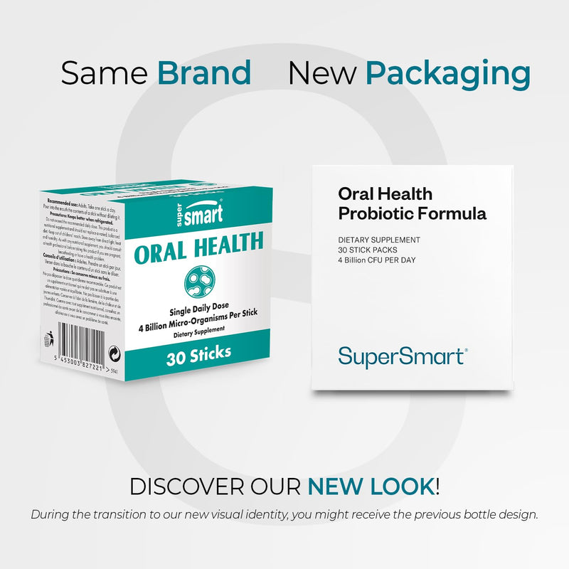Supersmart - Oral Health Probiotics 4 Billion CFU per Day - Dental Health & Bad Breath Treatment (Halitosis) | Non-GMO & Gluten Free - 30 Sticks