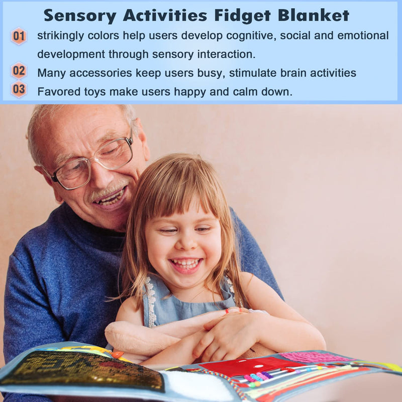 [Australia] - Fidget Blanket for Adults with Dementia, Activities for Seniors, Suitable for Alzheimer's and Autistic Therapy, Relieves Anxiety, Calms and is a Comforting Product for Hand Exercises 