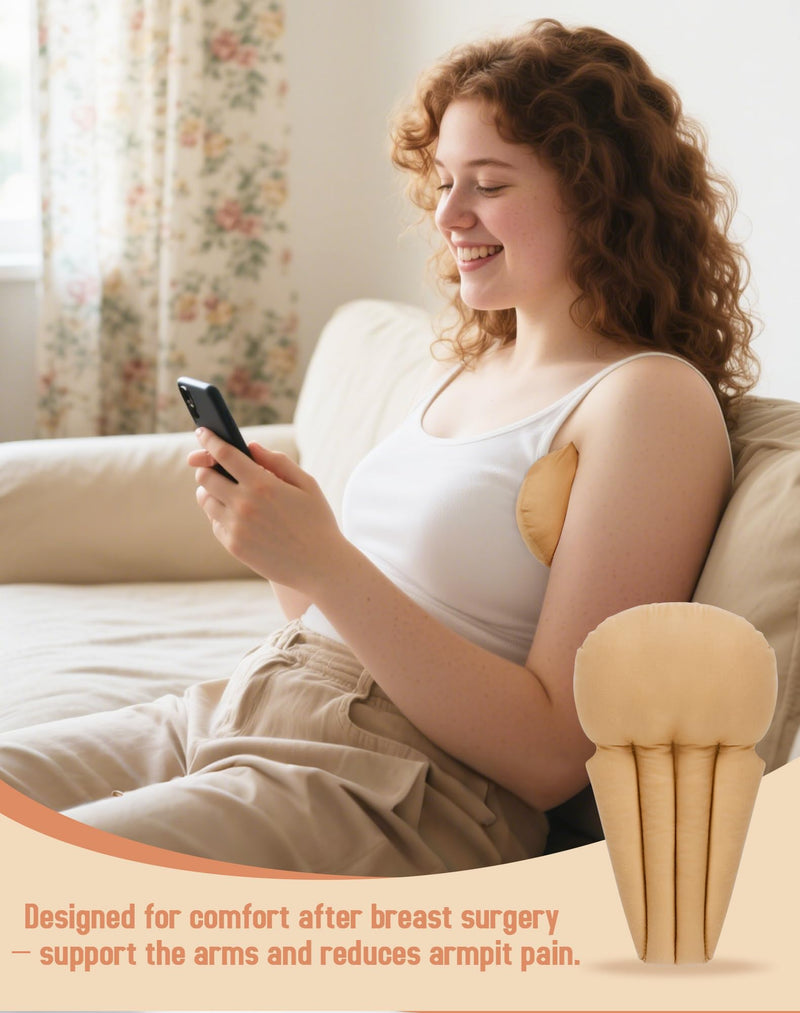 [Australia] - Lymphedema Axilla Pillow, Large Mastectomy Pillows Post Op Cotton Lumpectomy Recovery Supplies for Armpit Pain Relief Brown 2Pcs 