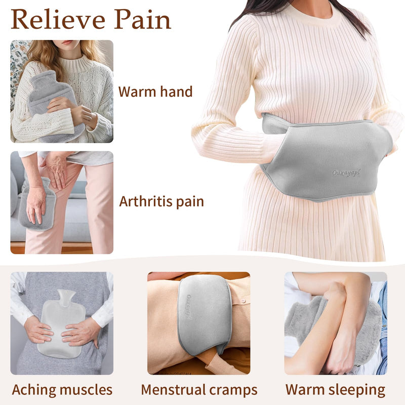 [Australia] - Ouxayapl hot water bottle belt 1.2 L, 3 in 1 hot water bottle with cover and soft waist cover, hot water bottle belt made of rubber, for back legs neck shoulder waist warming 