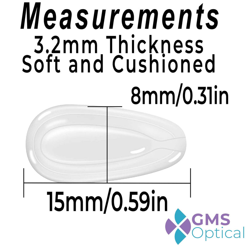 [Australia] - GMS Optical® 3.2mm Extra-Thick / 15mm Medium-Length - Adhesive Air Bag Teardrop Anti-Slip Silicone Nose Pad Reduce pressure and prevent slipping for Glasses, Eyeglasses, Sunglasses (5 Pair)(Clear) 5 Pair Clear 