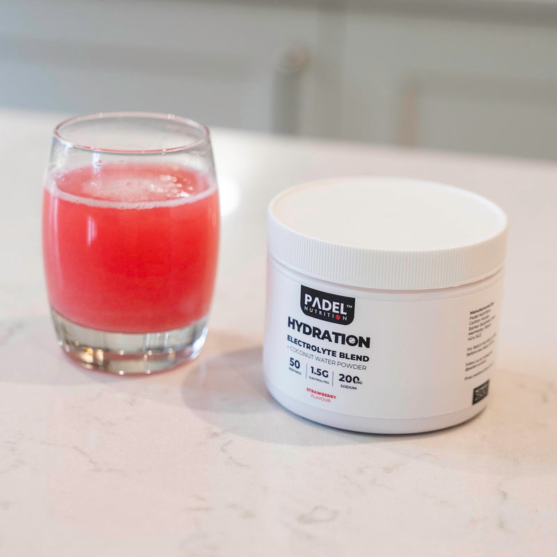 Electrolyte Supplement for Padel Tennis - 50 Servings | Hydration Electrolyte Blend with Coconut Water | Rapid Rehydration, Cramp Prevention & Endurance Support by Padel Nutrition (Strawberry) Strawberry