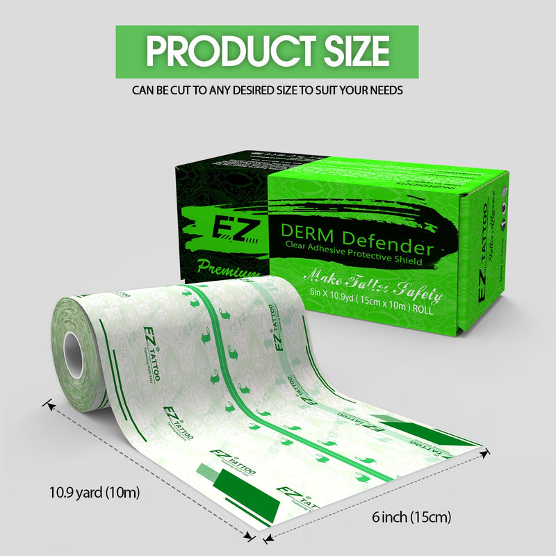 skin & Tattoo Cover - Roll (6 inch x 10.9 yd) - Tattoo Aftercare Waterproof Bandage Adhesive Healing Wrap for Skin Recovery 6 Inch X 10.9 Yard