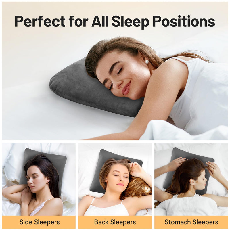 Ear Piercing Pillow for Side Sleepers with Ear Inflammation & Pressure, Soft Velvet Adjustable Ear Guard Pillow with Removable & Washable Cover (Dark Gray, Pillow & Cover) Dark Gray