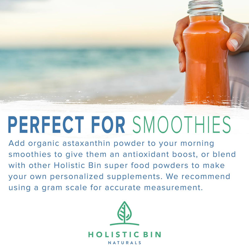 [Australia] - Organic Astaxanthin Powder | Powerful Natural Antioxidant Supplement for Smoothies and Capsules | Whole Haematococcus Pluvialis Algae Supplement (20 Grams) 