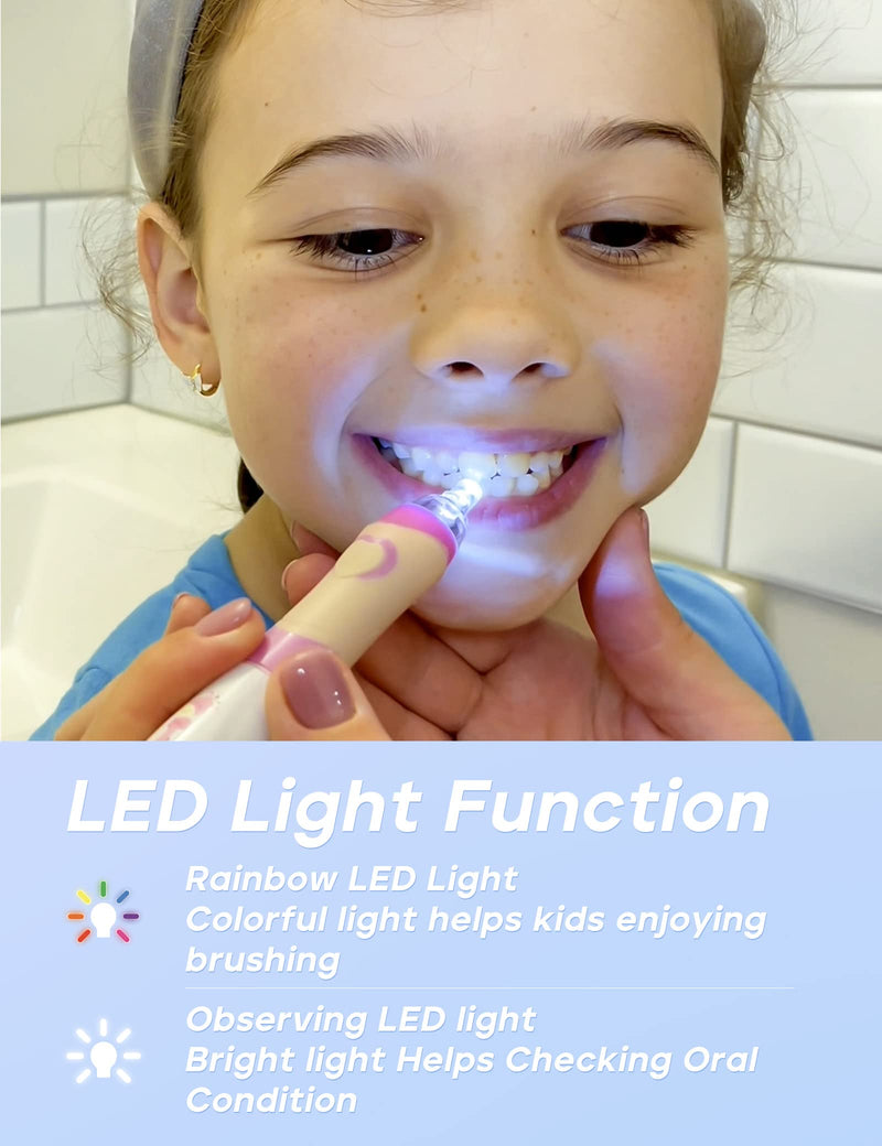 [Australia] - SEAGO Kids Electric Toothbrush with 2 Mins Brushing Timer and 8 Replacement Bursh Heads,Rainbow LED Light Make Brushing Fun, Blue Color Boys Battery Powerd Toothbrush for 4-12 Years Old 