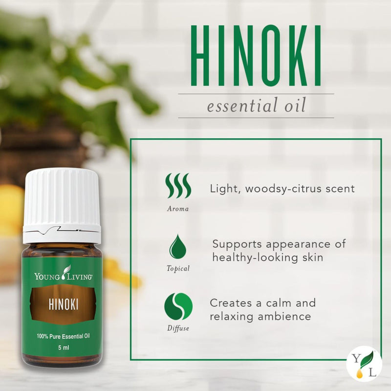 Young Living - Hinoki Essential Oil 5 ml | Refreshing & Calming Ambiance | Ideal for Diffusing at Work | Calming Aroma for Studying | Soothing Post-Workout Massage | Meditation Relaxation