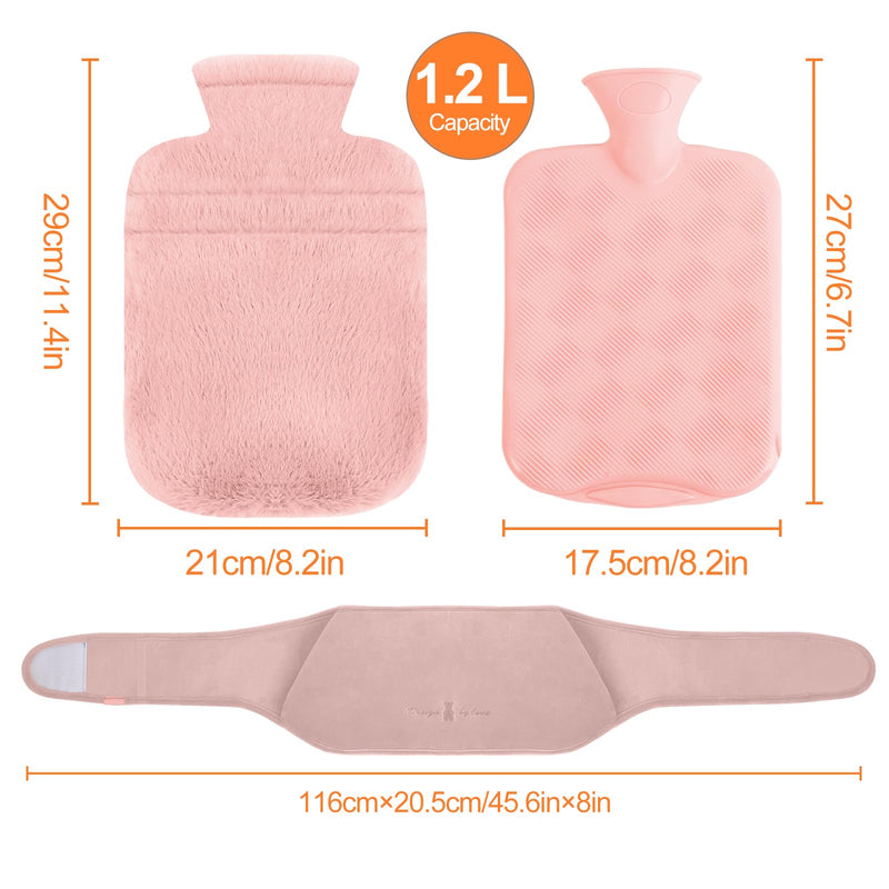 [Australia] - Votoko Hot Water Bottle Belt, 3 in 1 Hot Water Bottle Belt, 1.2 L Rubber Hot Water Bottle with Soft Waist Cover, Hot Water Bottle Belt for Neck and Shoulder, Back, Legs, Waist Warming (Pink) Pink 