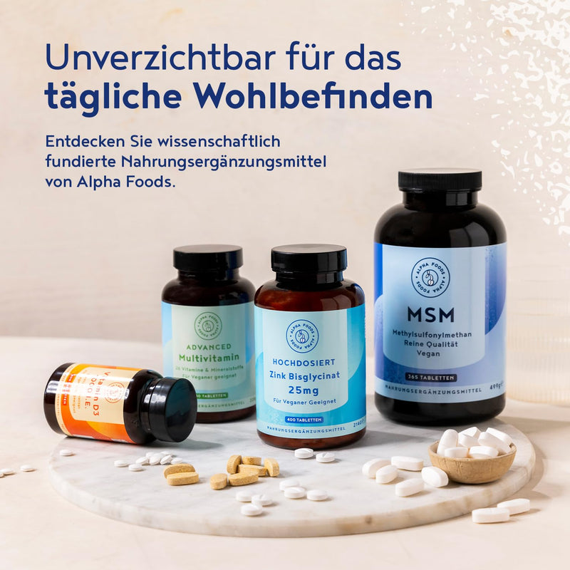 [Australia] - MSM 2000mg with vitamin C - 365 tablets with methylsulfonylmethane - More compact MSM powder than capsules - High dosage and vegan - Alpha Foods 