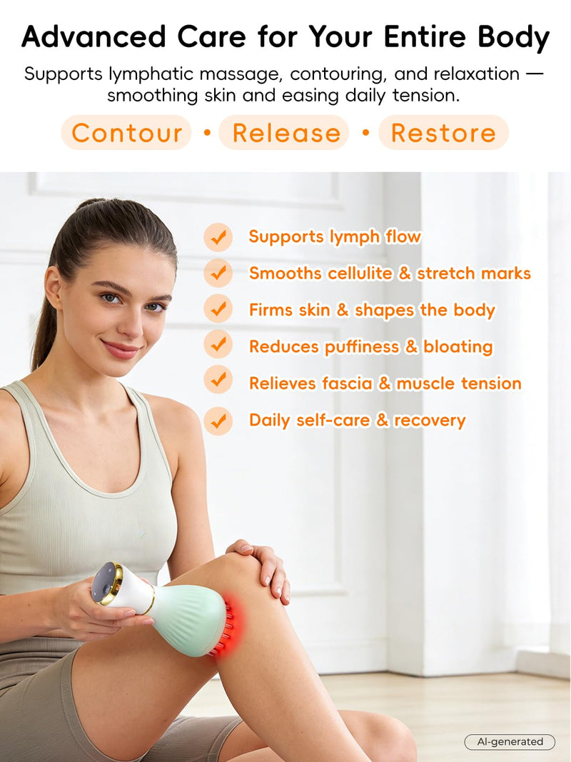 Lymphatic Drainage Massager for Body & Legs – Electric Handheld Body Massager with 12 Levels & Multi-Mode Massage, Helps Support Circulation, Smooth the Look of Cellulite & Relax Muscles