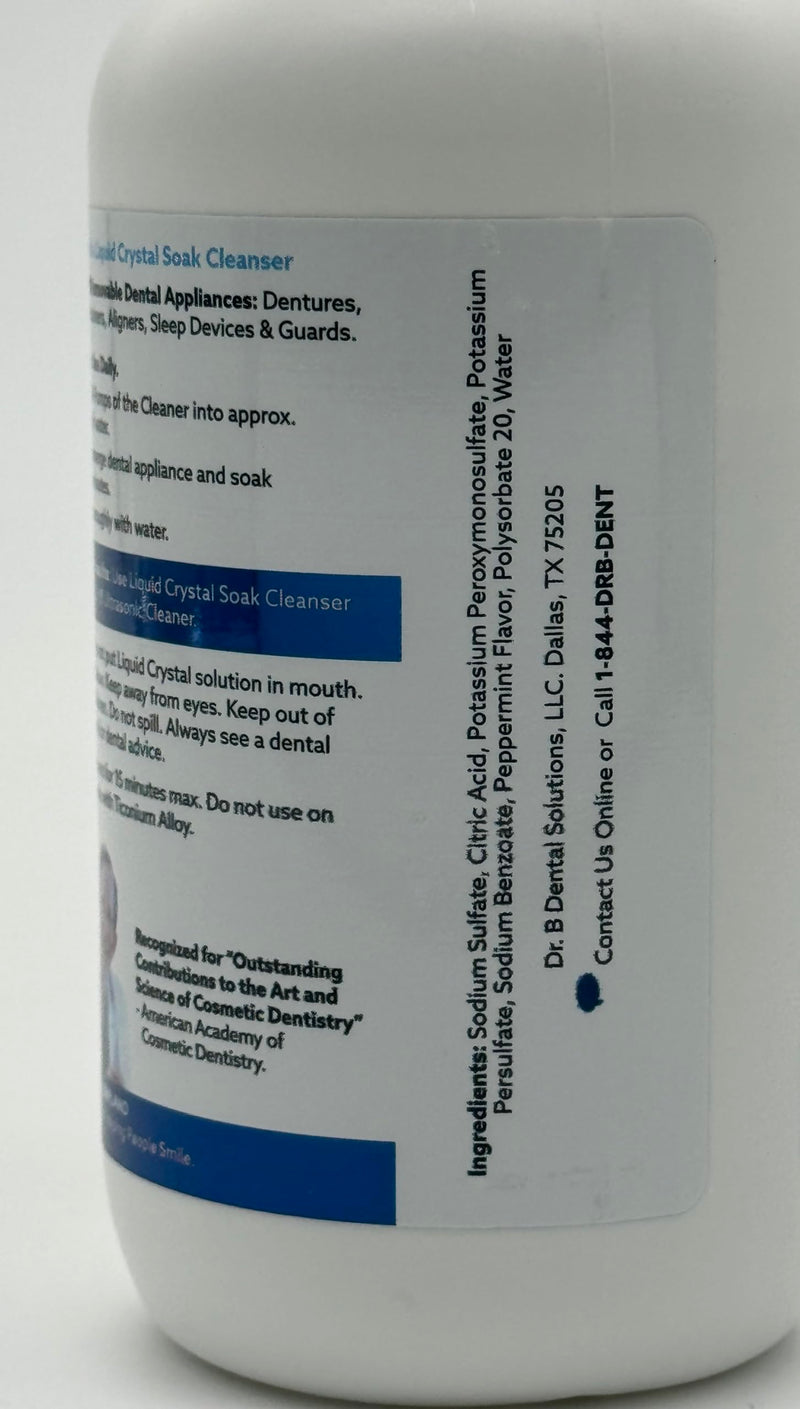 Dr. B Dental Liquid Crystal Soak Cleanser & Solutions Ultrasonic Cleaner Bundle | Complete Appliance Cleaning System for Dentures, Night Guards, Retainers & Aligners