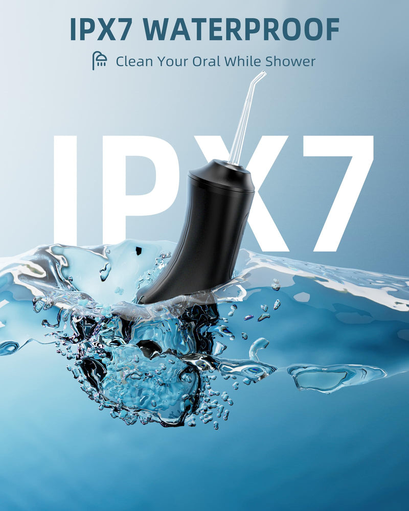 [Australia] - Water Flosser, Water Dental Flosser Pick for Teeth, 300ML IPX7 Waterproof Oral Irrigator, 3 Modes 4 Replaceable Jet Tips, Professional Flossing Cleaning Picks for Home Travel Gums, Braces Care (Black) Black 