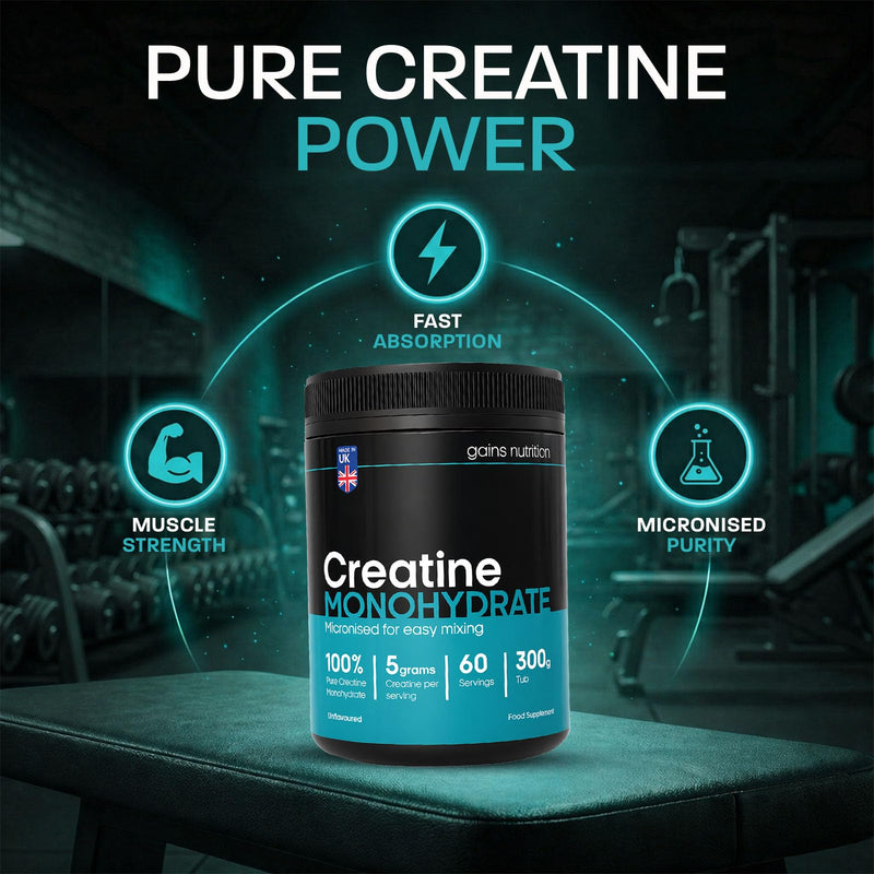 GN Creatine Powder | 300g High Strength Creatine Monohydrate Powder + Scoop - 5g per Serving | Unflavoured Filler Free Creatine-Monohydrate | Non-GMO & Gluten Free 60 Servings