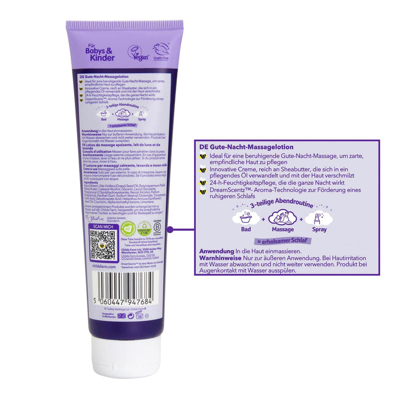 [Australia] - Childs Farm SlumberTime Soothing Massage Lotion Lavender and Moon Milk 150ml | Nourishing lotion for a bedtime massage on sensitive or eczema-prone newborns, babies and children's skin DE 