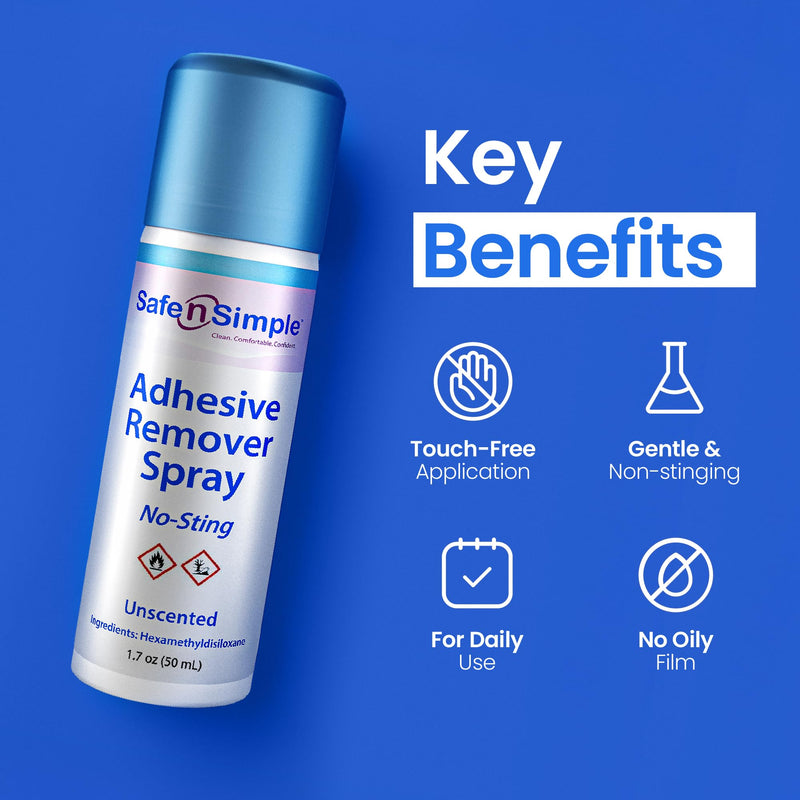 [Australia] - Safe n‚Äô Simple Medical Adhesive Remover Spray for Skin - 1.7 Fl Oz No Sting Alcohol Free Ostomy Adhesive Remover - Gentle Medical Adhesive Removal Spray for Stoma, Urostomy, Ileostomy & Colostomy Care 