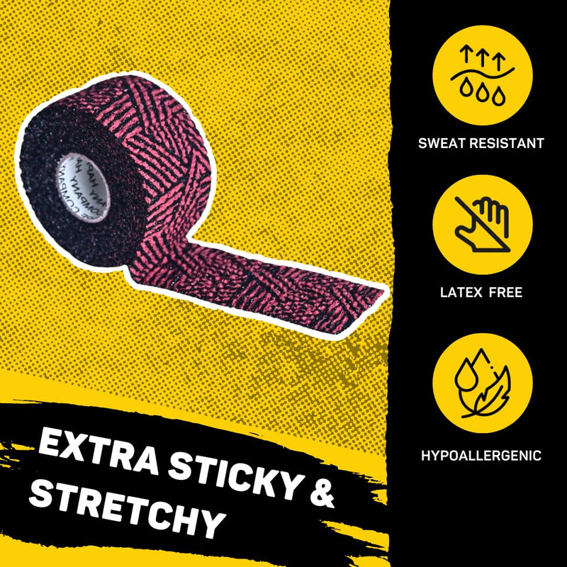 Happy Thumbs Tape - Gym & Hook Grip Tape - Thumb & Finger Protection - for Cross Training, Weightlifting, Gymnastics & More - Stretchy Adhesive Athletic Weightlifting Tape - 24 ft Long 3 Pack Fire