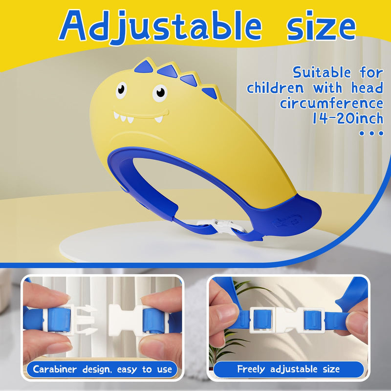 [Australia] - Baby Shower Cap Shield for Kids Bath Visor for Toddlers Shampoo Bath Bathing Hat Silicone Adjustable Visor Hat for Eye and Ear Protection for 1-9 Years Cute Shower Cap Makes the Baby Bath More Fun Yellow 
