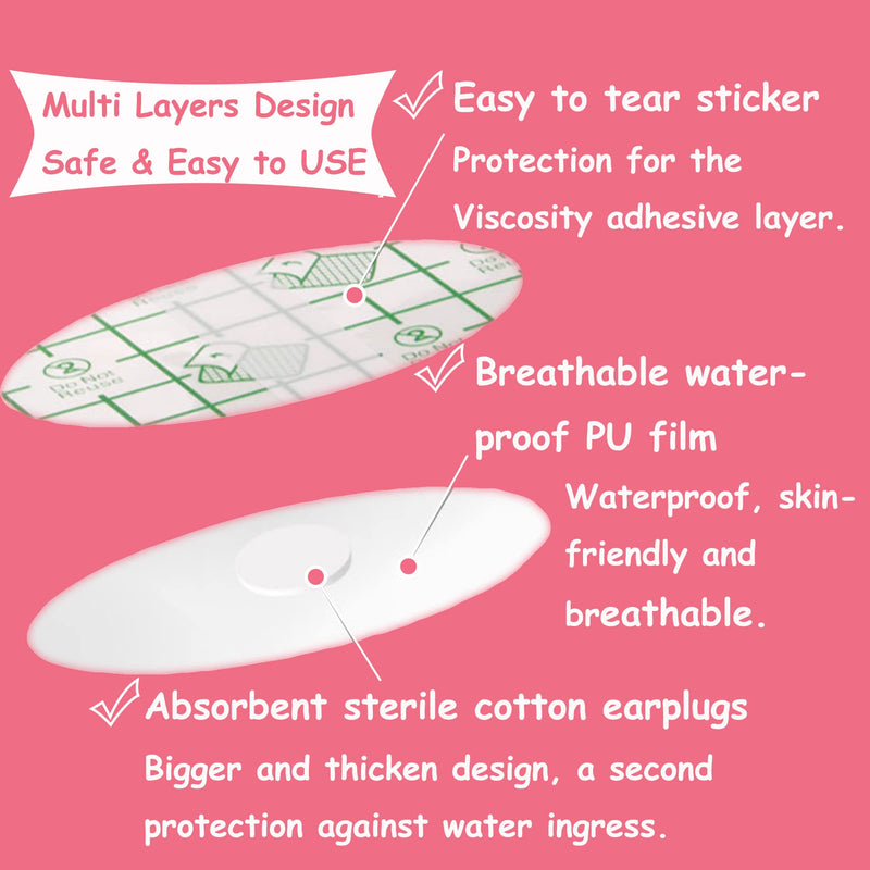 [Australia] - 60-Pack Baby Shower Ear Covers Baby Waterproof Ear Tapes Safety Protector Bath Protection Ear Covers for Kids Shower Swimming Use,Transparent Adhesive Ear Covers 60Pcs 