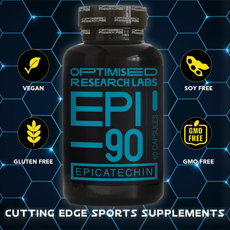 EPI – 90 Epicatechin Supplement High Strength Muscle Builder, Muscle Recovery, Increase Strength & Endurance, Antioxidant, 30 Day Supply – 150mg (-) 90% Vegan Friendly