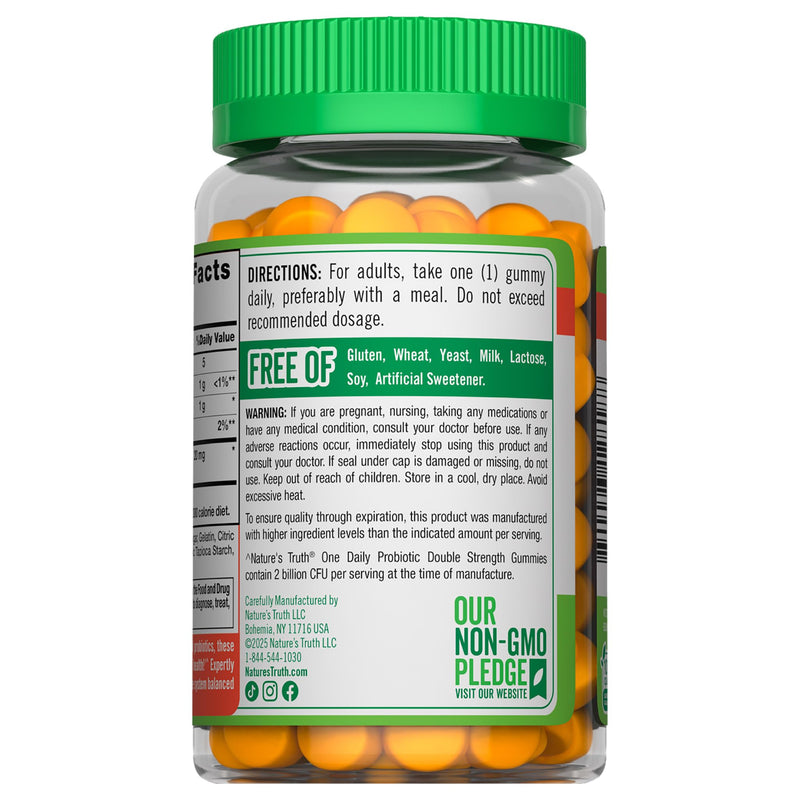 Nature's Truth Daily Probiotic Gummies | 2 Billion CFU | 90 Count | Raspberry Lemon Flavor | Non-GMO & Gluten Free Supplement