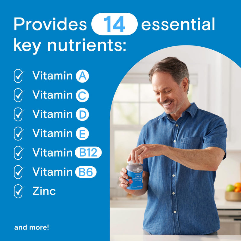 ONE A DAY Men’s 50+ Daily Essentials Multivitamin Gummies, Multivitamin for Men Over 50, Fruit Medley Flavor, 120 Gummies,(Pack of 2) 120 Count (Pack of 2) New Gummies