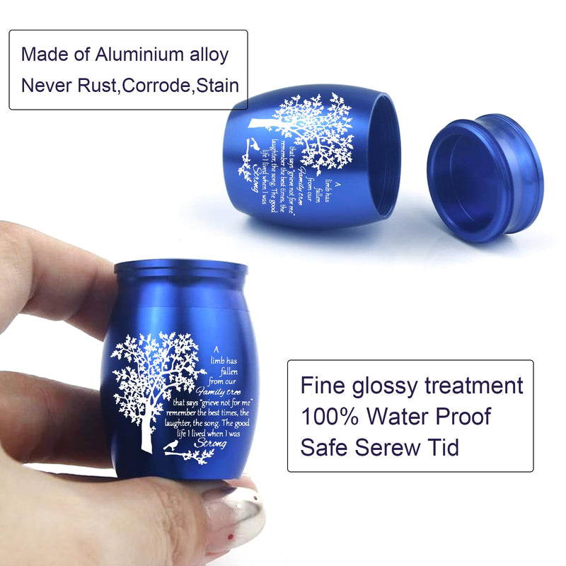 [Australia] - Cremation Urn Necklace for Ashes Set of 6- Small Cremation Urns for Human/Pet Keepsake Sharing Urns Memorial Ashes Holder-A Limb has Fallen from The Family Tree (6Pcs-Blue) 6pcs-blue 