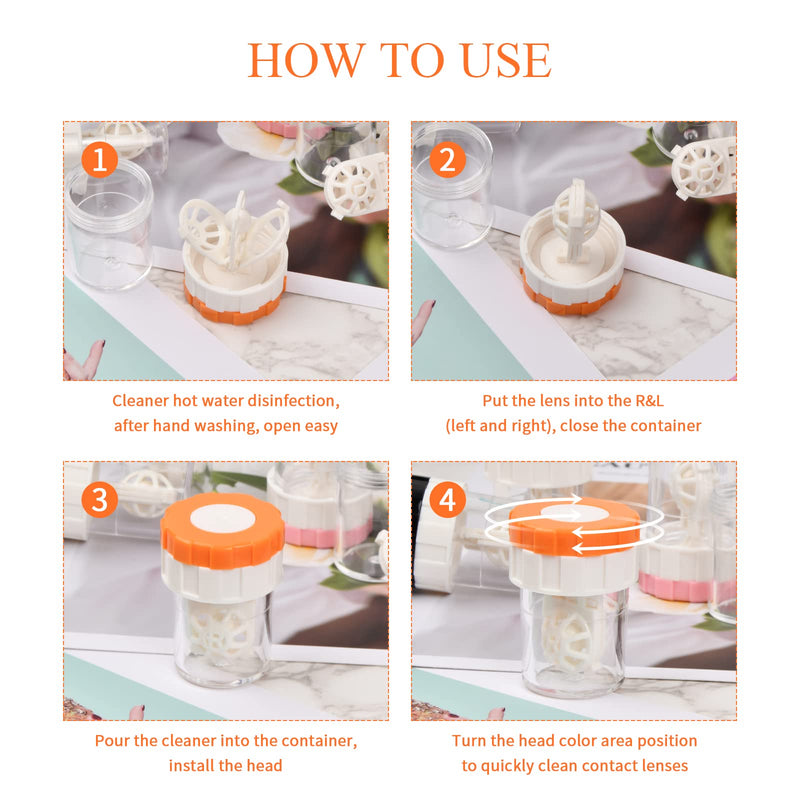 [Australia] - Pinsheng Pack of 5 contact lens cases, contact lens cleaner with basket, manual rotation washing contact lenses, contact lens boxes for daily cleaning 