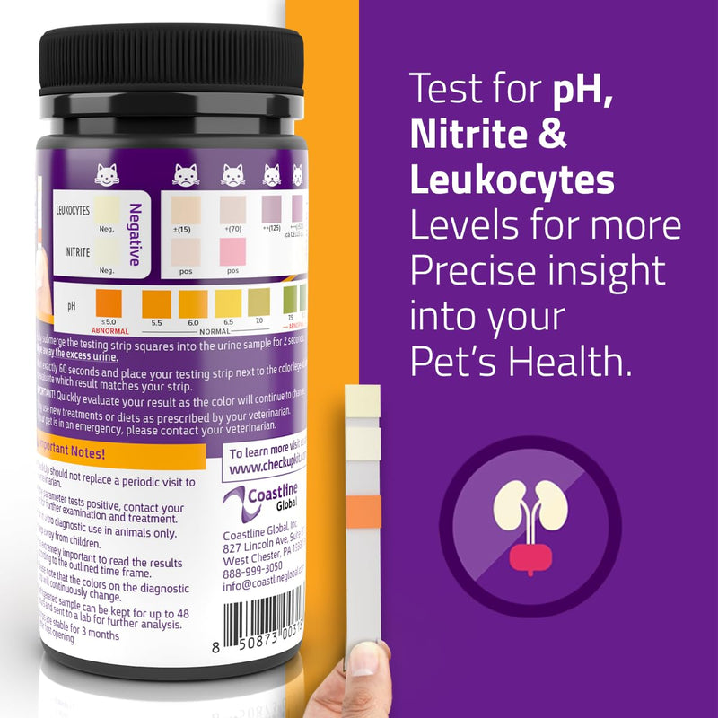 CheckUp Dog P-Pole Sample & Test UTI Bundle - P-Pole Telescopic Pole, Cup, Pipette and Vial for Dog Urine Collection with CheckUp pH, Leukocytes, and Nitrite Levels Testing Strips x 50