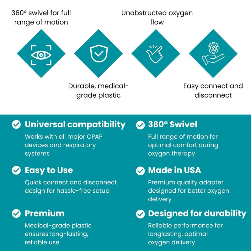[Australia] - 2-Pack LifeSource Oxygen Enrichment Adapter, Oxygen Connector. CPAP Tube Adapter. 