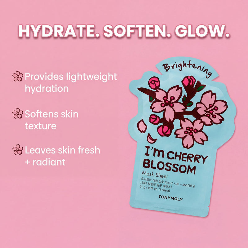 TONYMOLY I’m Pearl Luminating Sheet Mask Cherry Blossom, 1 Pack