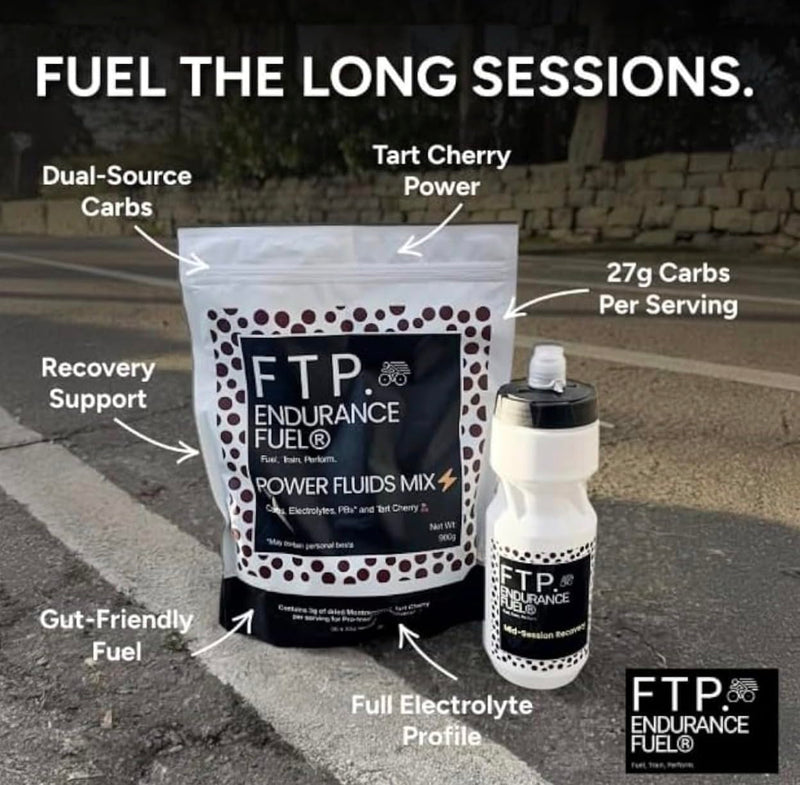 FTP Power Fluid Mix, Tart Cherry Ripple, Carbohydrate & Electrolyte Endurance Fuel, 27g Carbs Per Serving, 30 Servings, 900g