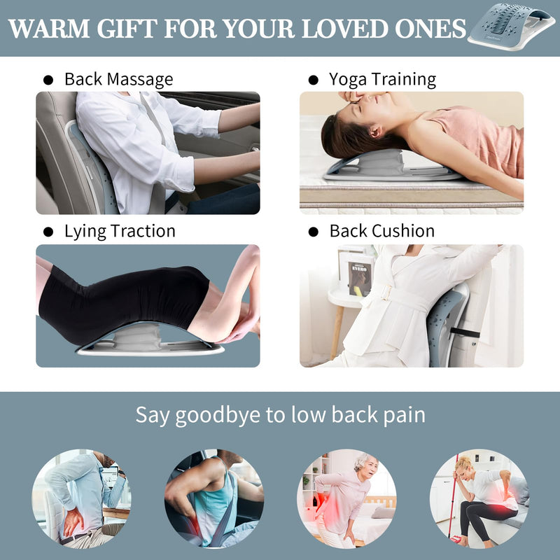 [Australia] - Back Stretcher for Lower Back Pain Relief, Inflatable Regulated Lumbar Support Board, Ergonomic Back Cracker with Acupressure Points, Back Massager for Spinal Decompression and Scoliosis 