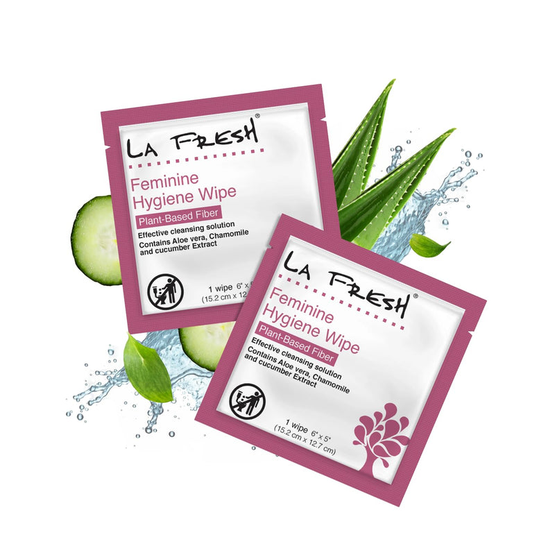 LA Fresh Feminine Wipes with Aloe Vera, Chamomile Extract, Cucumber, and Vitamin E - Pack of 50 ct Wipes for Women 50 Count (Pack of 1)