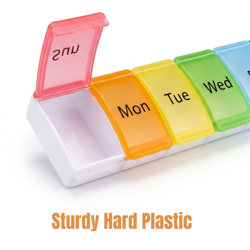 Weekly Pill Organizer Large, 7 Day Pills Box Case Travel | Medicine Pill Organizers, for Big Vitamin Supplements Fish Oil, Easy Open White