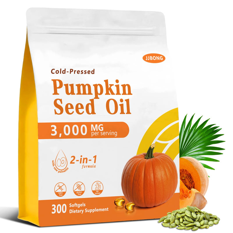 [Australia] - Cold-pressed Pumpkin Seed Oil and Saw Palmetto capsules, 3000 mg per Serving, Rich in Essential Fatty Acids and Phytosterols, Supports Immune, Hair, Bladder, and Prostate Health, Non-GMO, 300 Softgels 300 Count (Pack of 1) 