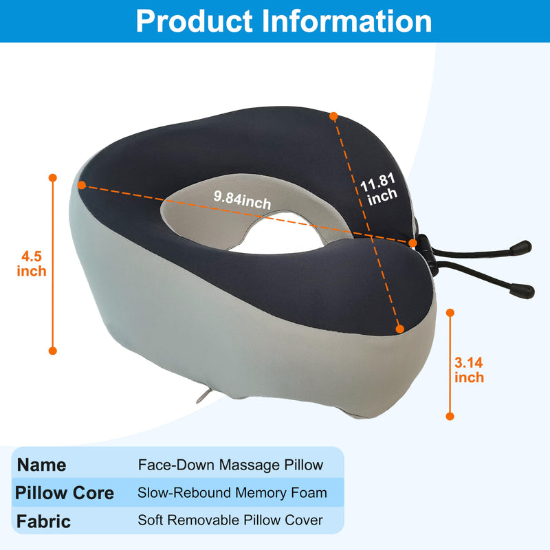 [Australia] - Massage Head Rest For Bed at Home, Bed Massage Head Holder, Face Down Pillow For Sleeping, Massage Table Headrest, Face Cradle, Post-Eye Surgery Recovery, Bamboo Charcoal Memory Foam Pillow Grey 