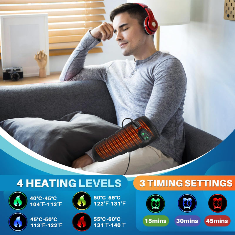 Elbow Heated Pad Wrap for Multiple Body Areas, Flexible Electric Heating Pads for Elbow Arm Wrist Ankle Leg Knee, Fast Heating Body Wrap Heated Brace with 4 Heat Settings, 3 Timing Settings Black