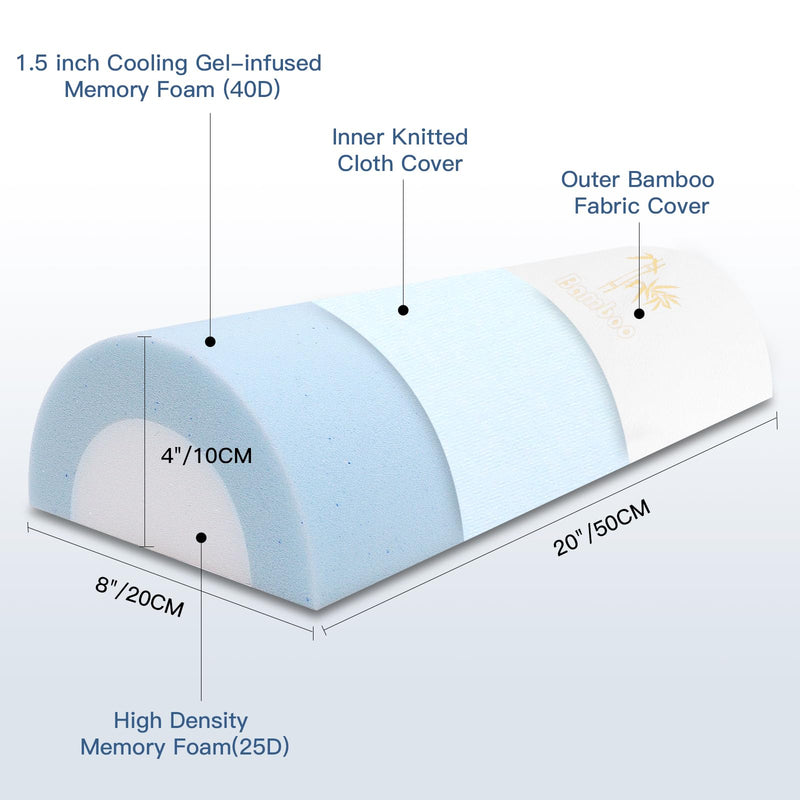 [Australia] - 2Pcs Half Moon Bolster for Head, Knees,Ankle Support, Leg Elevation Cushion - Back, Lumbar, Neck Pain Relief,Semi Roll Gel Foam Pillow for Back and Side Sleepers -Chair Seat Pillow 