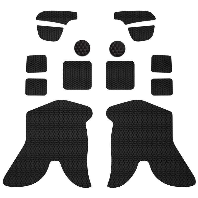 [Australia] - PlayVital Professional Textured Soft Rubber Pads Handle Grips for Steam Deck LCD & OLED, Trackpads Skin Grip Enhancement Back Button Protective Stickers Set with Thumb Caps - Honeycomb Textured Black 
