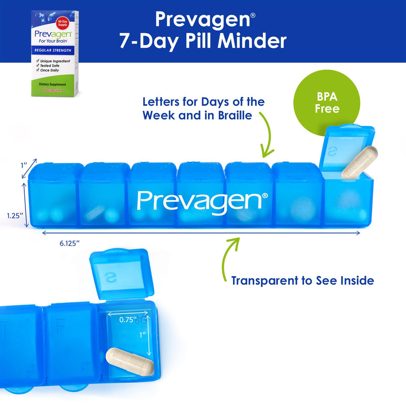 Prevagen Regular Strength with 7-Day Pill Minder, 60 Capsules, 1-Pack | For Your Brain, 2 Month Supply, 10mg Apoaequorin, 50mcg Vitamin D3 Unflavored 60 Count (Pack of 1)