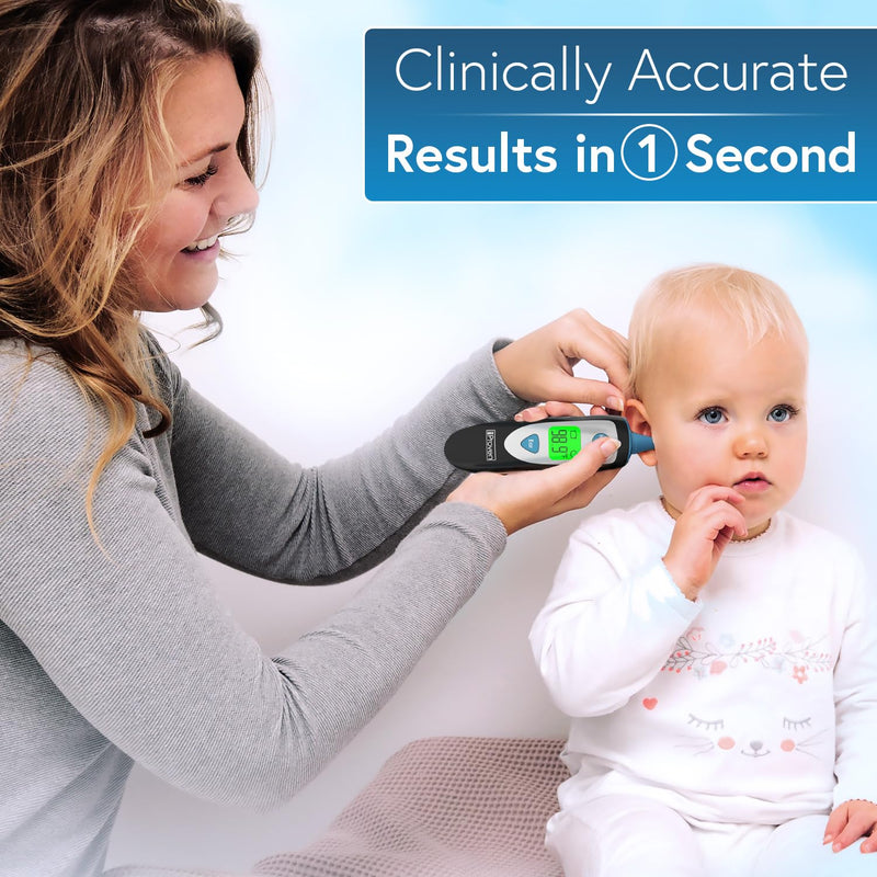 [Australia] - iProven Digital Ear Thermometer for Adults, Kids and Babies |Accurate, Fast & Easy to Use| Ear and Forehead Mode, Fever Detection, 1-second Reading, 20 Memory, Backlit Display Black 