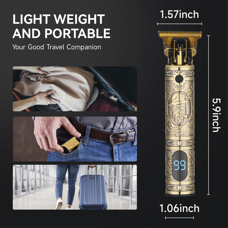 Hair Clippers for Men Professional Hair Trimmer Barbers Beard Trimmer Shaver Razor Hair Grooming Cutting Kit at Home T Blade Liner Trimmer Cordless Rechargeable Zero Gapped Edgers Gifts for Men Pattern 1