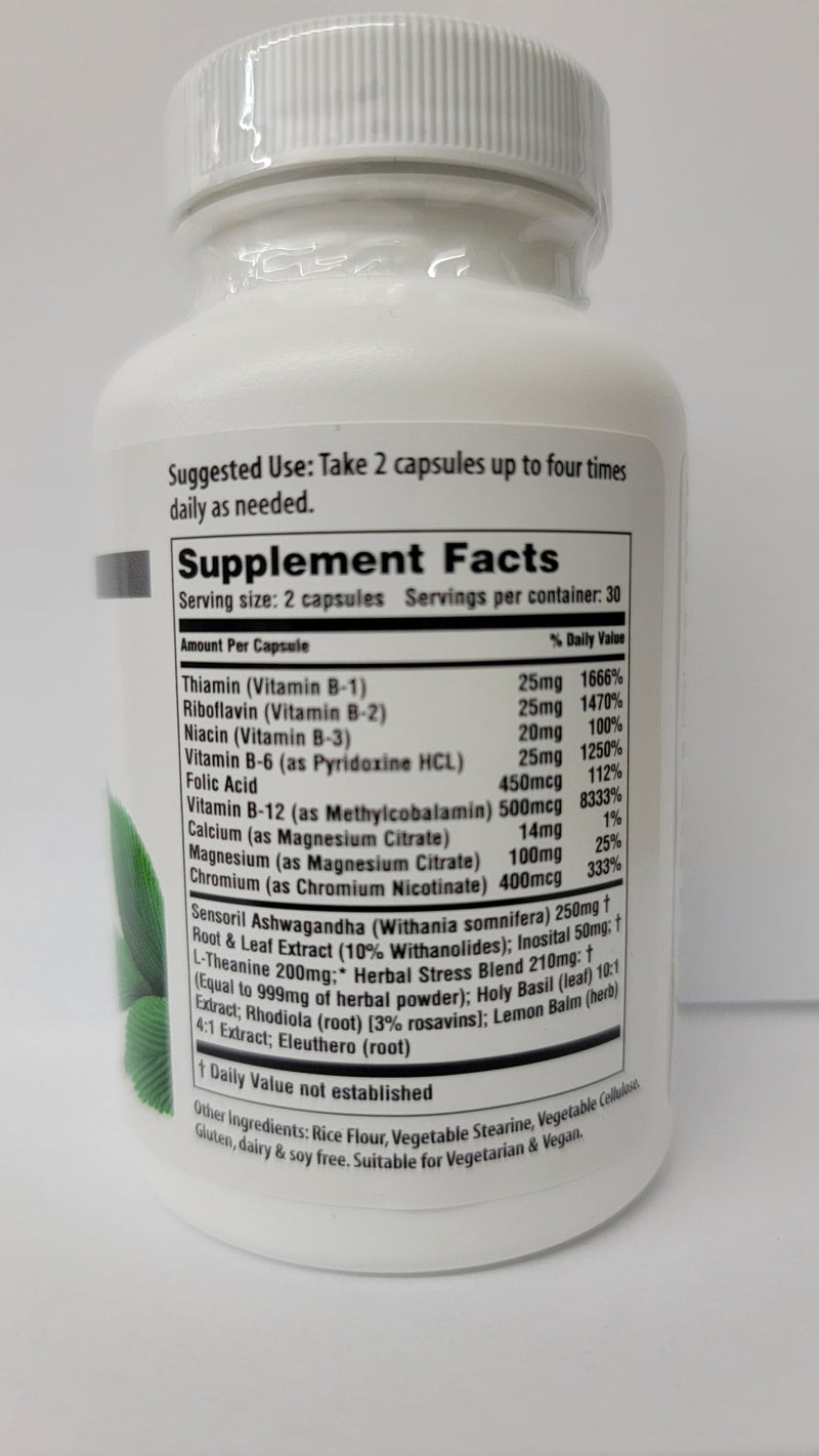 Vitality C American Nutriceuticals - Stress Ease - Theanine Stress Balance Supplement - for Calming, Mood Support, and Cortisol Reducer - Contains Senoril, Lemon Balm etc. (1-2 Month Supply)