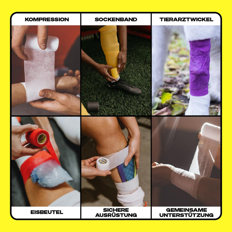 [Australia] - 6 rolls of SPORT TAPE self-adhesive football sock tape - 5 cm x 4.5 m - black - cohesive bandage sock tape sock tape - wrist and ankle bandage for athletes - pet wrap fixing bandage horses, dogs 5 x 450 cm (6 rolls) 